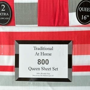 Transitional at Home 6pc Queen Sheet Set Shades of Orange striped pattern